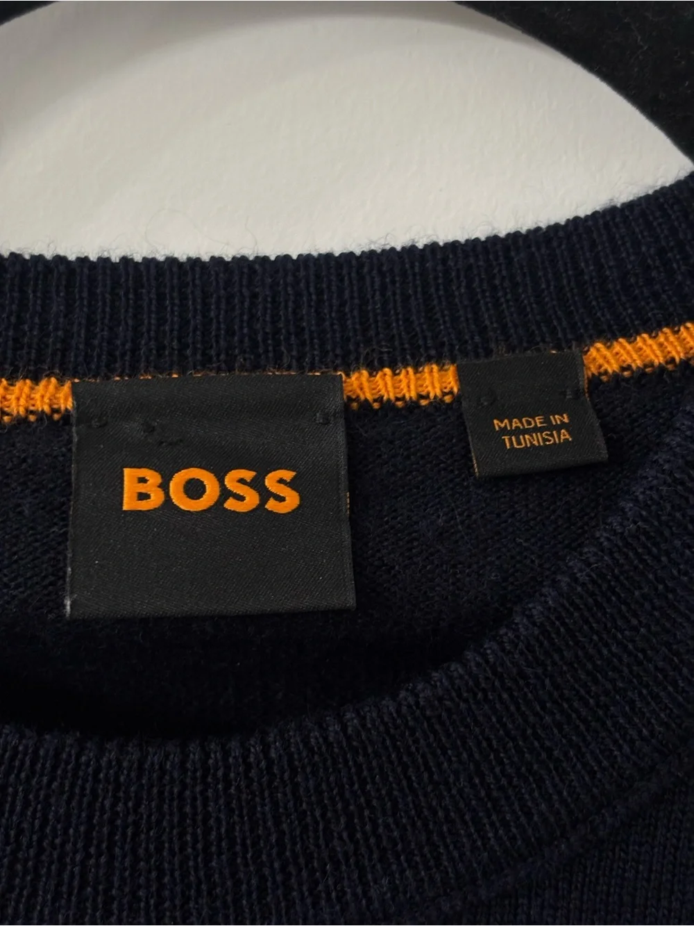 BOSS Men's Navy Crewneck Knit Sweater